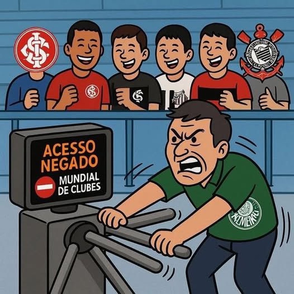 Clubes brasileiros brincam com eliminação do Palmeiras na Copa de Clubes — Foto: X/Reprodução