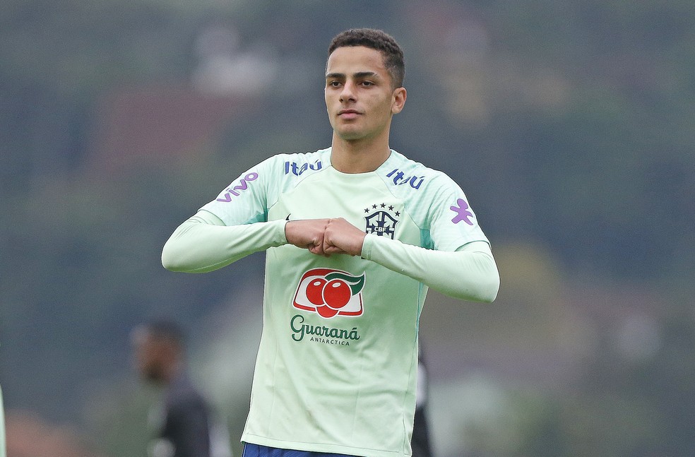 Giovani, atacante do Palmeiras, em treino pela Seleção Sub-20 — Foto: Rafael Ribeiro/CBF