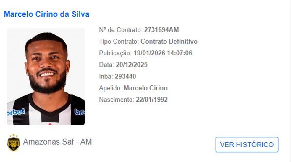 Marcelo Cirino &eacute; regularizado e pode estrear pelo Amazonas &mdash; Foto: Reprodu&ccedil;&atilde;o