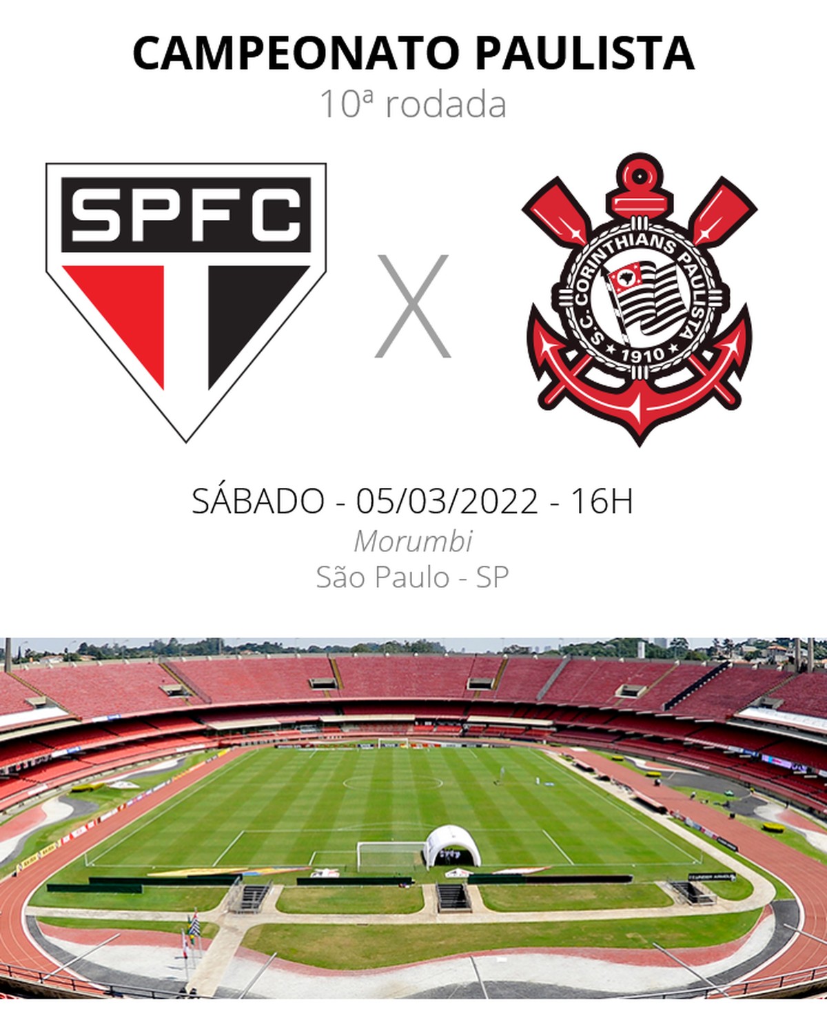 Onde assistir São Paulo x Corinthians 05 03 2022?