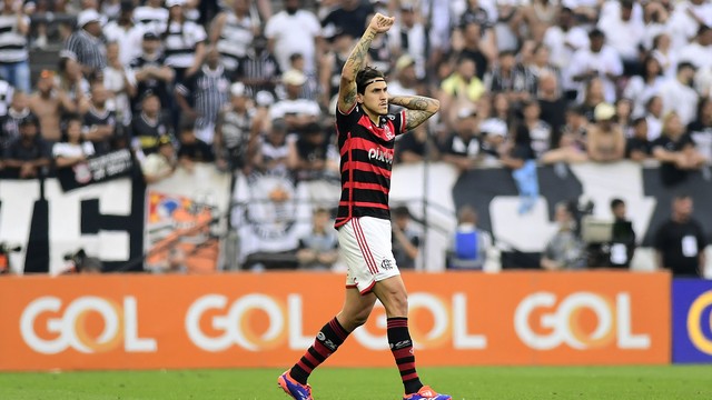 Pedro comemora gol do Flamengo contra o Corinthians