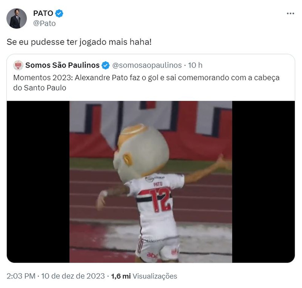 Pato ironiza chances que teve no São Paulo — Foto: Reprodução
