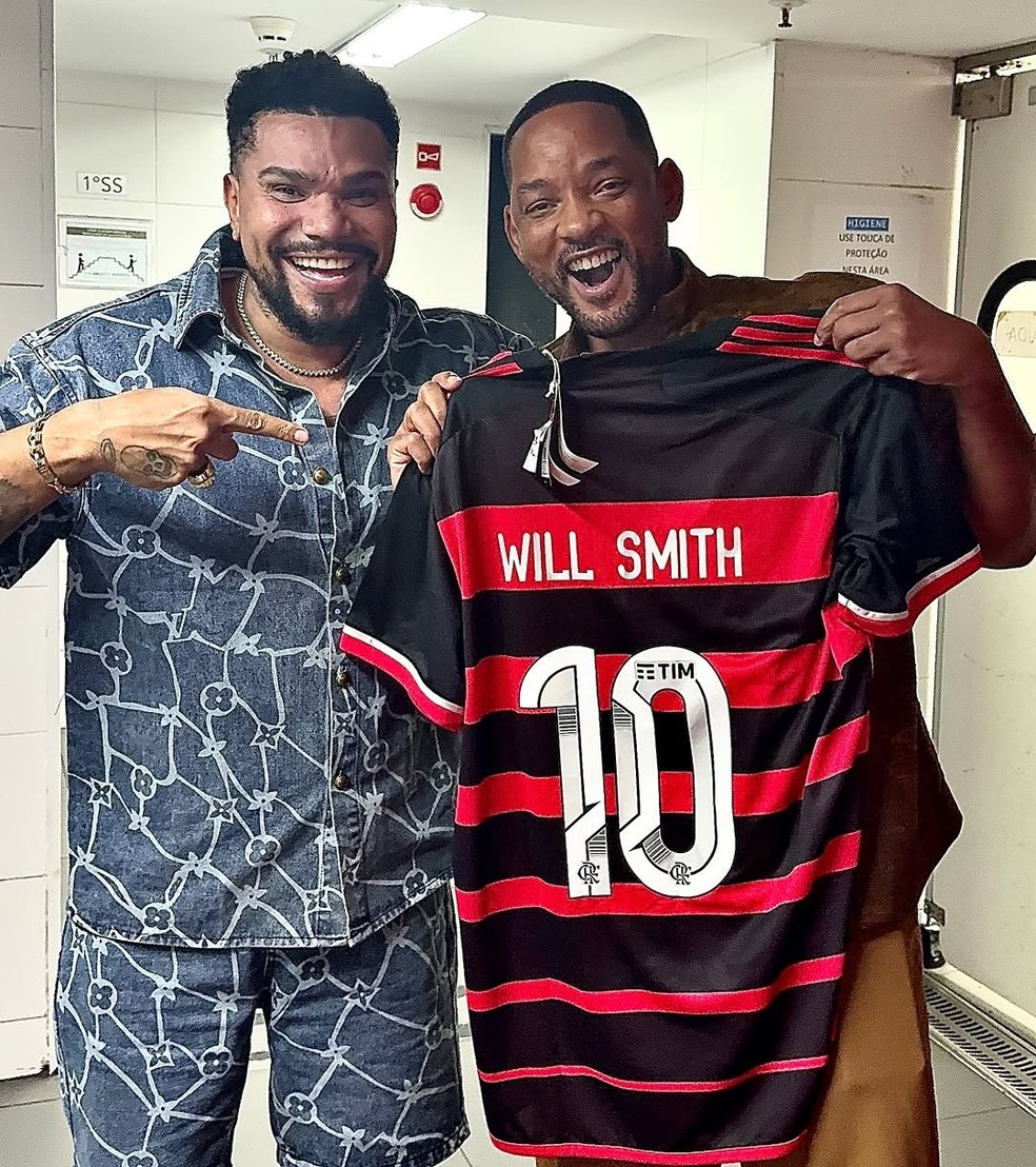 Will Smith com uma camisa do Flamengo no Rock in Rio de 2024 — Foto: Divulgação