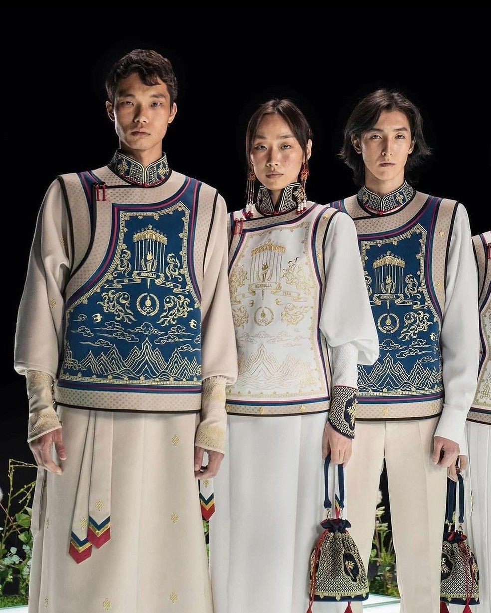 Apresentação uniforme Mongólia em Paris 2024 — Foto: Reprodução Redes Sociais/Michel&Amazonka