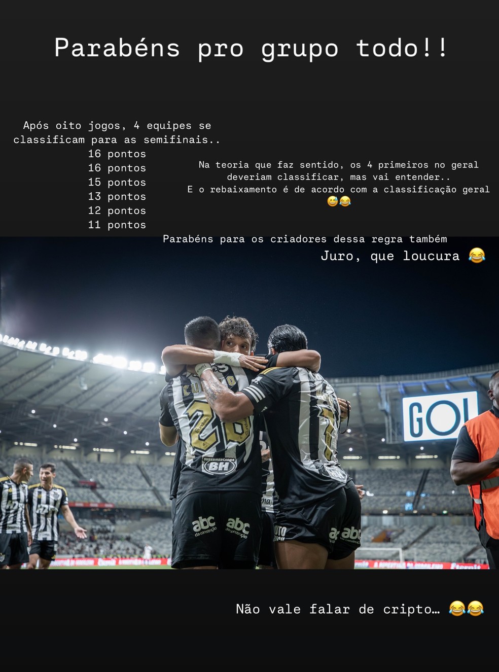 Gustavo Scarpa, postagem, Instagram, Campeonato Mineiro — Foto: Reprodução/Instagram