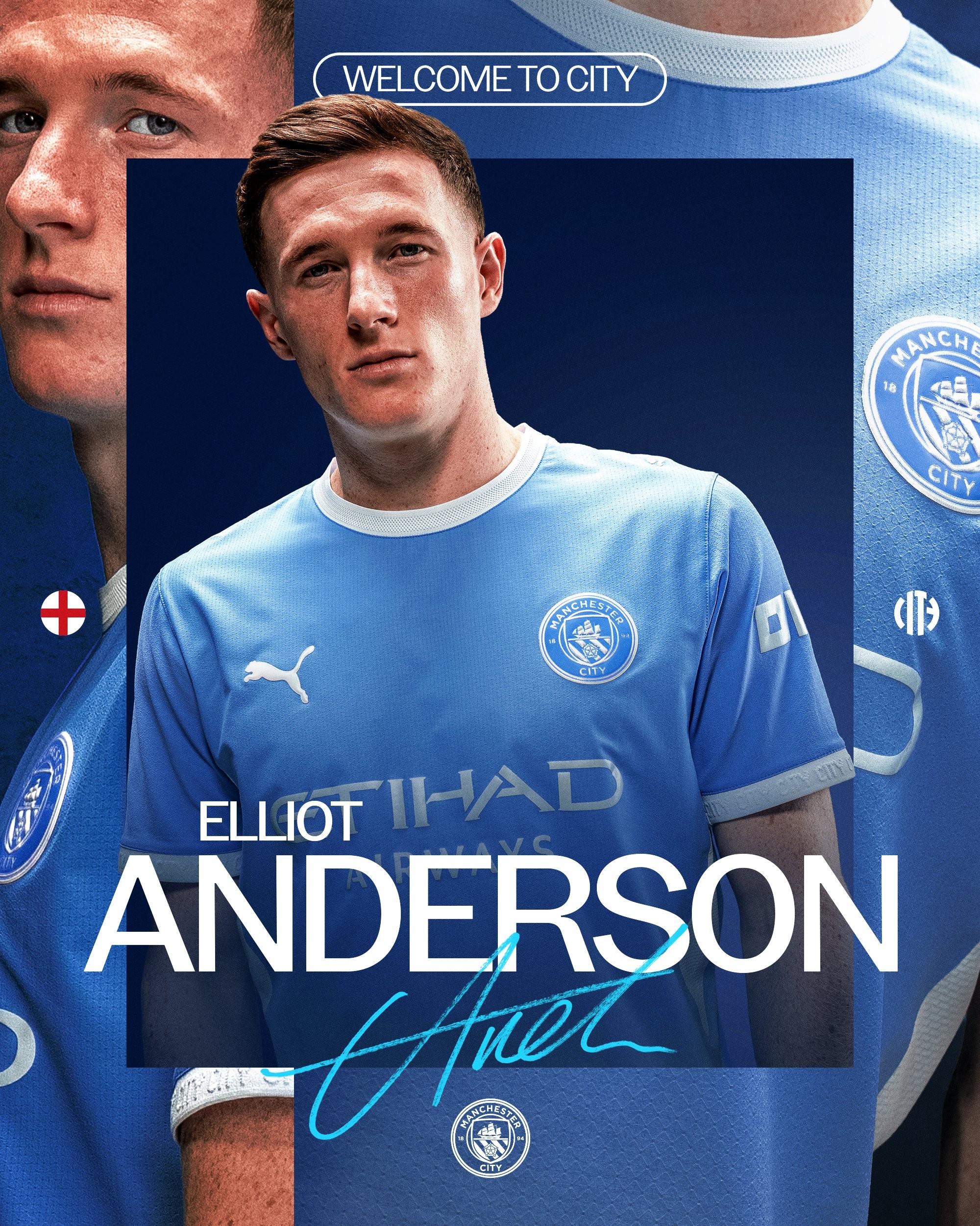 Manchester City anuncia Eliott Anderson, volante da seleção inglesa