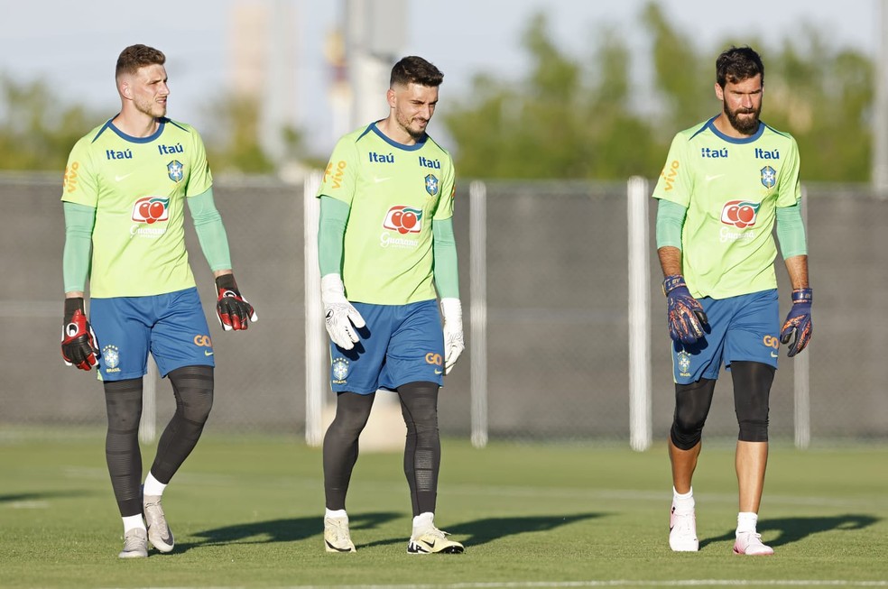 Bento, Rafael e Alisson, pela Seleção Brasileira — Foto: Rafael Ribeiro/CBF