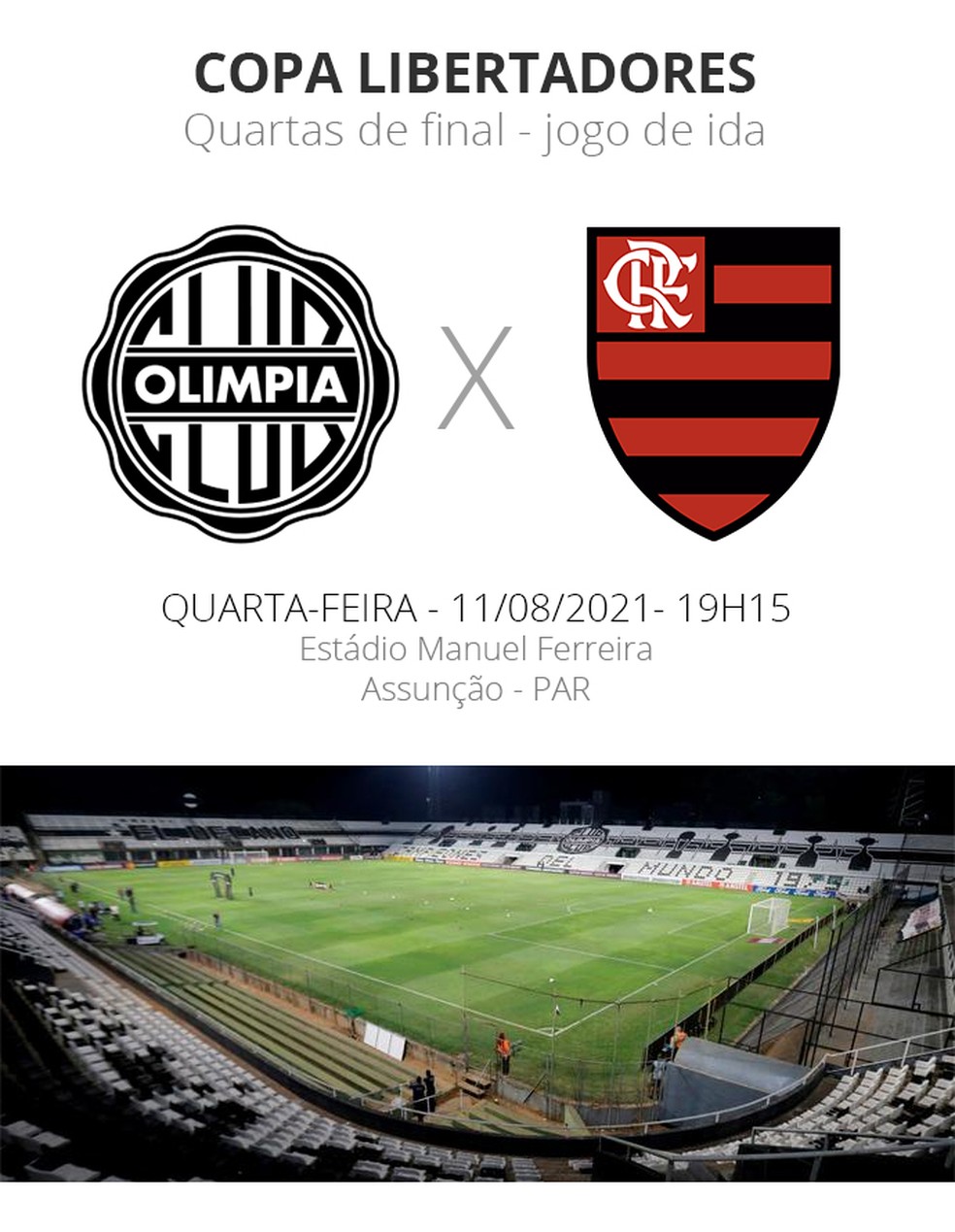Jogo do Flamengo x Olimpia hoje – 11/8: horário e onde assistir ao