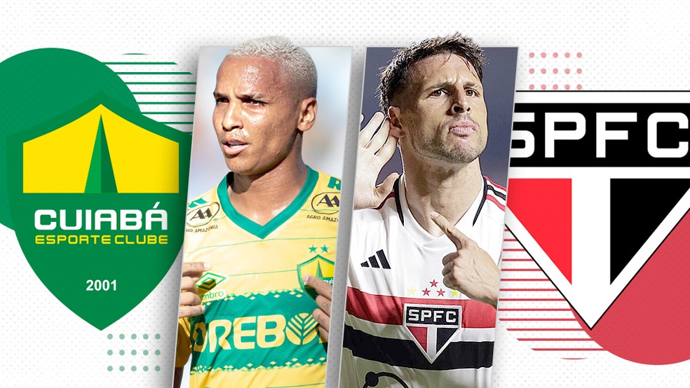 Artilheiros, Deyverson e Calleri vão se enfrentar em Cuiabá x São Paulo — Foto: Arte/ge