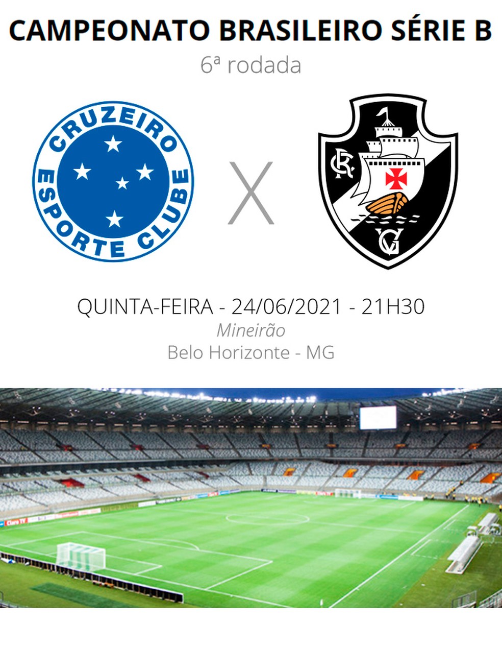 Onde assistir ao vivo a Vasco x Cruzeiro, pelo Brasileirão Série A 2021?