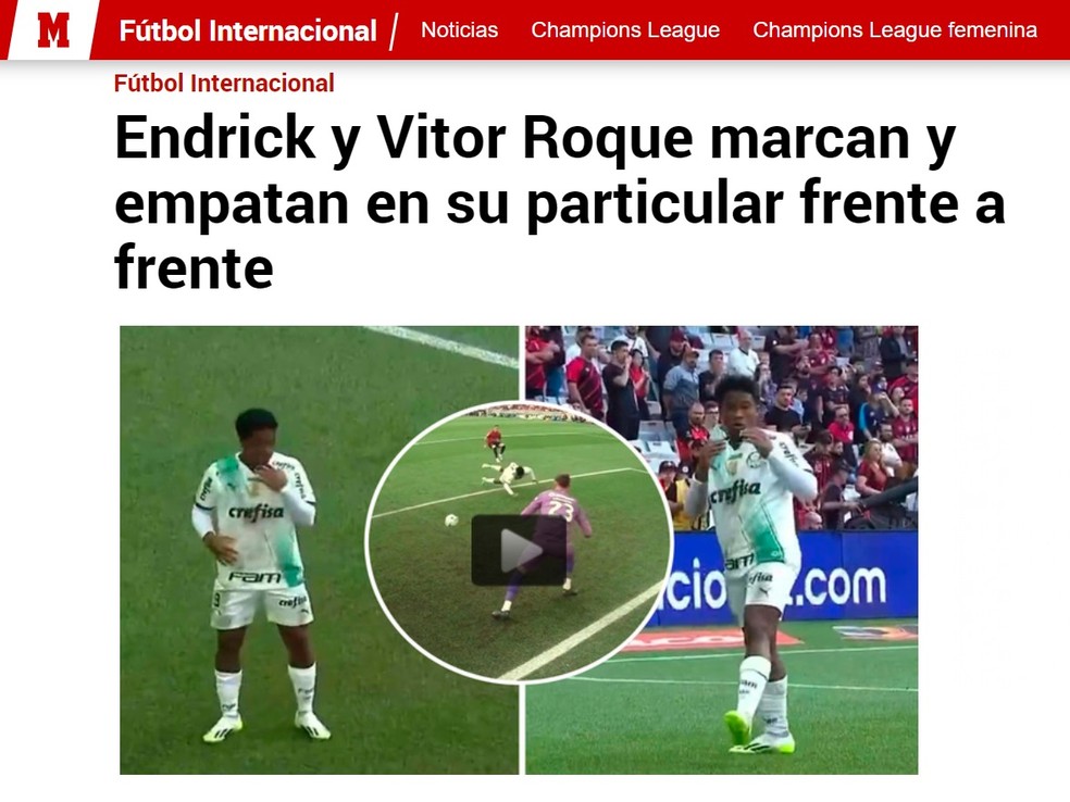 Marca, de Madri, destaca Endrick e Vitor Roque como 