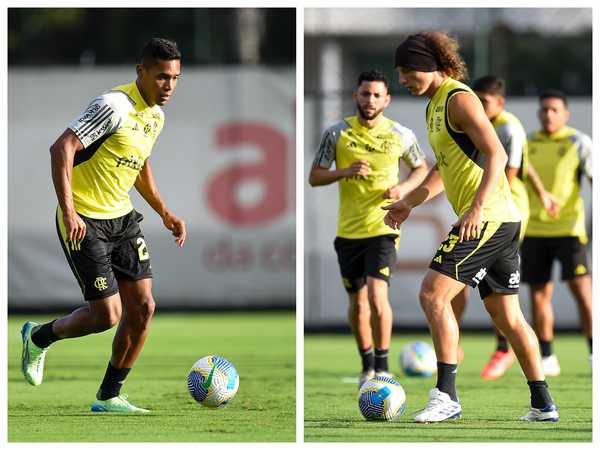 Alex Sandro e David Luiz retornam aos treinos do Flamengo após período ausentes.