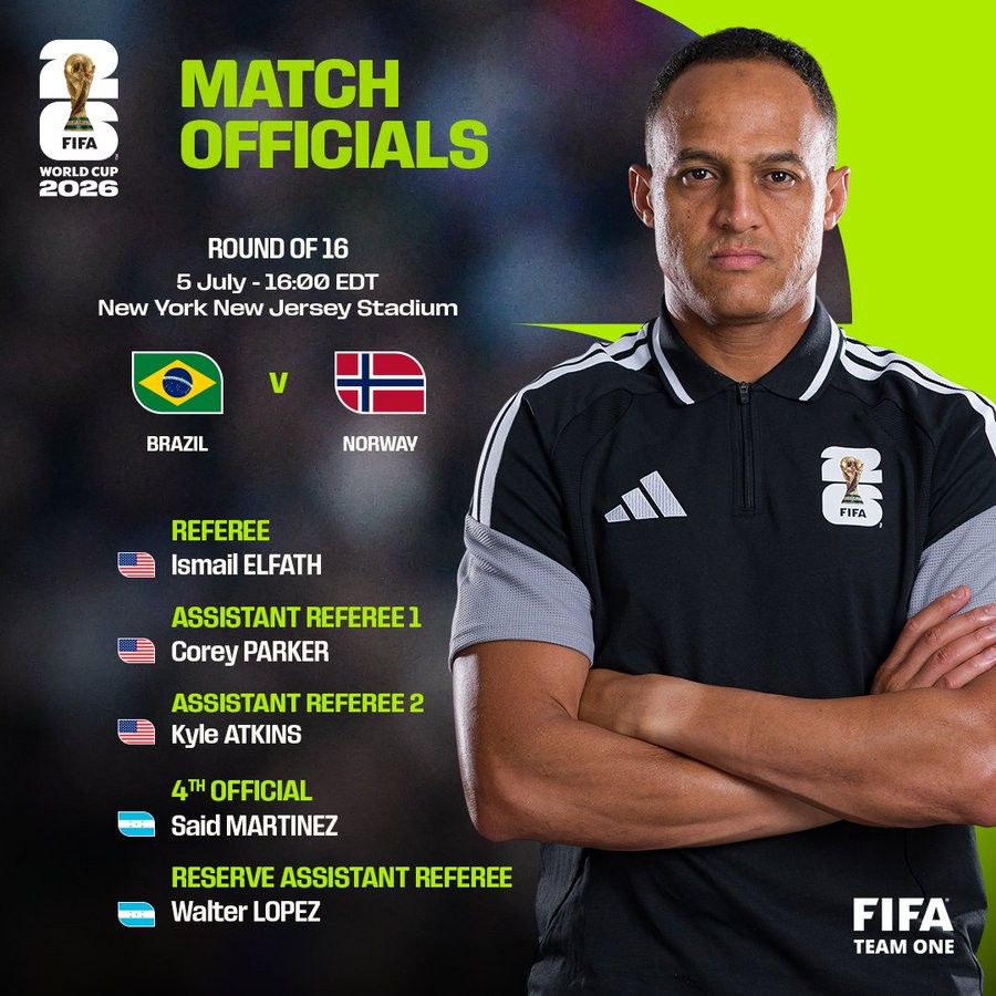 Brasil x Noruega: veja a arbitragem para jogo das oitavas de final