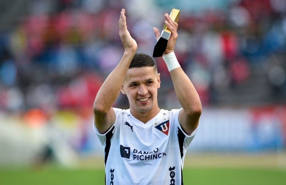 Alex Arce é o artilheiro da LDU na temporada — Foto: Reprodução