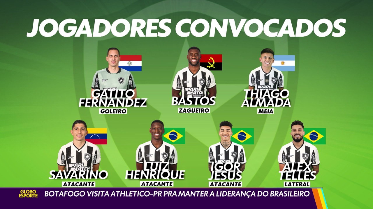 Com time repletocasa de aposta dando bonus de boas vindasjogadores convocados, Botafogo enfrenta o Athletico-PR na Arena da Baixada