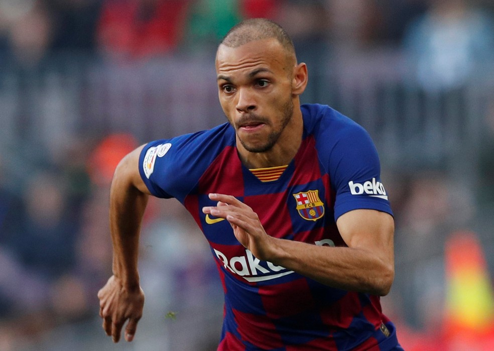 Braithwaite em ação pelo Barcelona — Foto: Albert Gea/Reuters