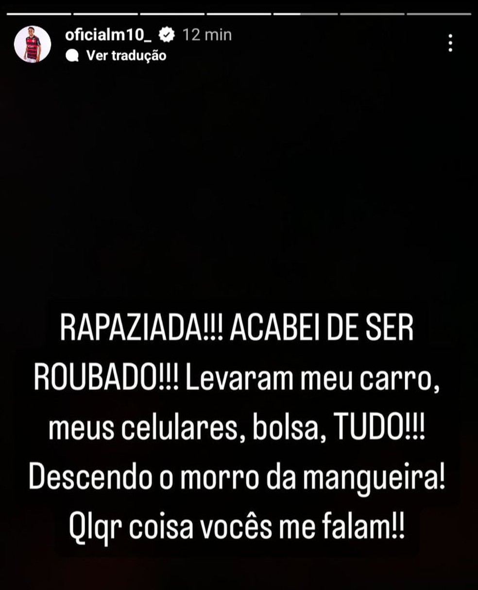 Relato do jogador do Flamengo — Foto: Reprodução