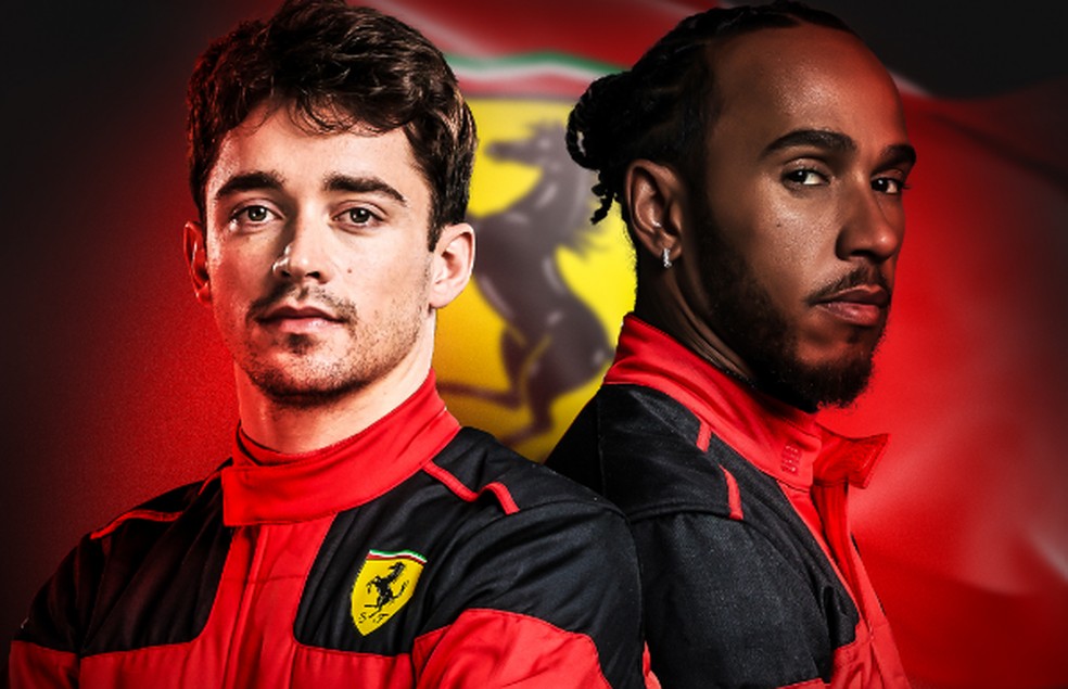 Hamilton será companheiro de Leclerc em 2025 na Ferrari — Foto: Divulgação