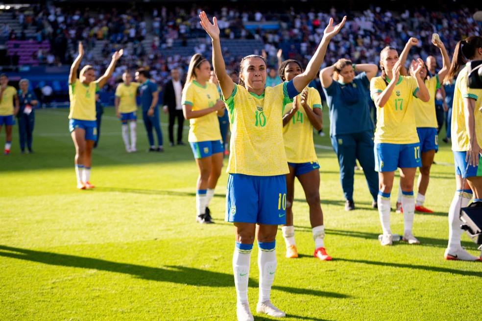 Marta, alagoana de Dois Riachos, esteve com a seleção feminina nas três pratas conquistadas em Olimpíadas — Foto: Marcio Machado/Eurasia Sport Images/Getty Images