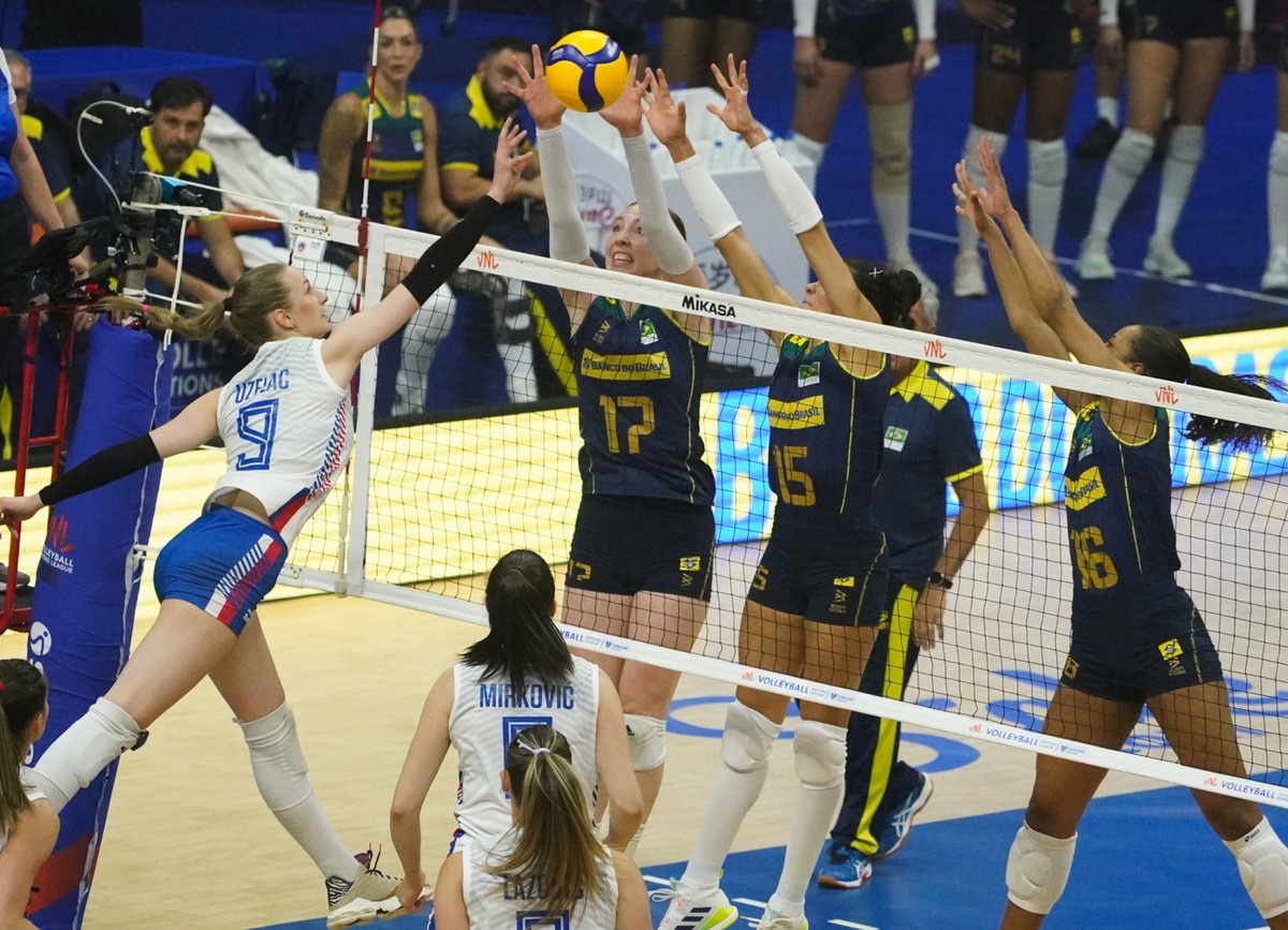 Brasil vence a Sérvia de virada no tie-break pela Liga das Nações de vôlei