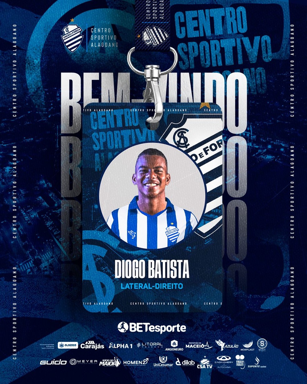 Lateral Diogo Batista é anunciado pelo CSA — Foto: ASCOM CSA