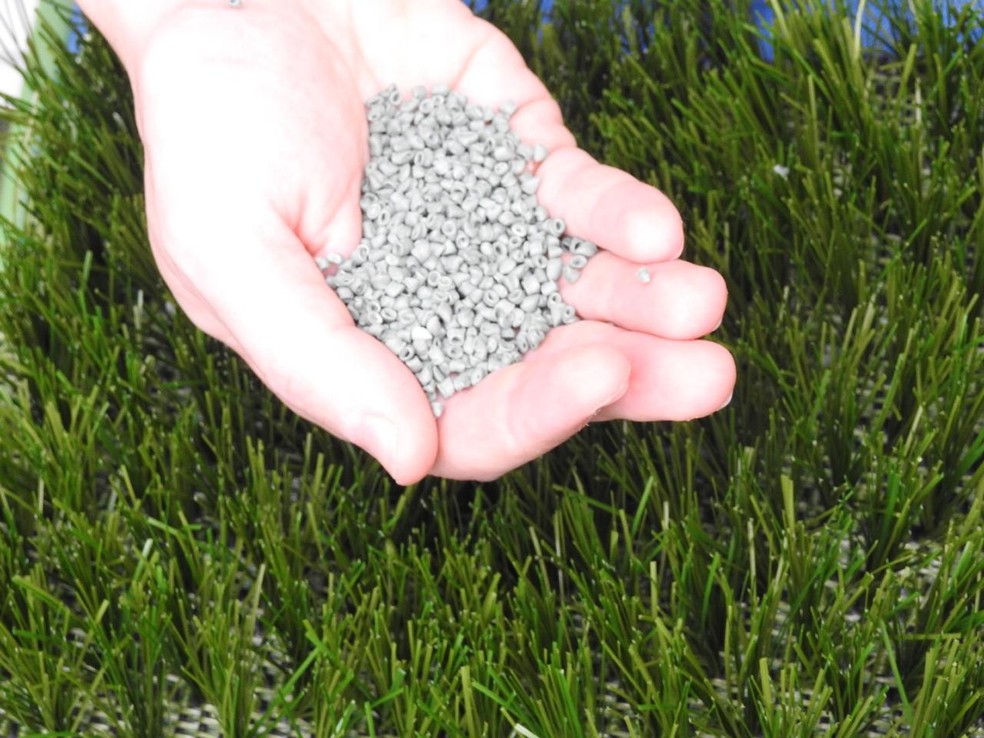 Termoplástico usado no gramado do Allianz Parque na época da inauguração, em 2020 — Foto: Felipe Zito