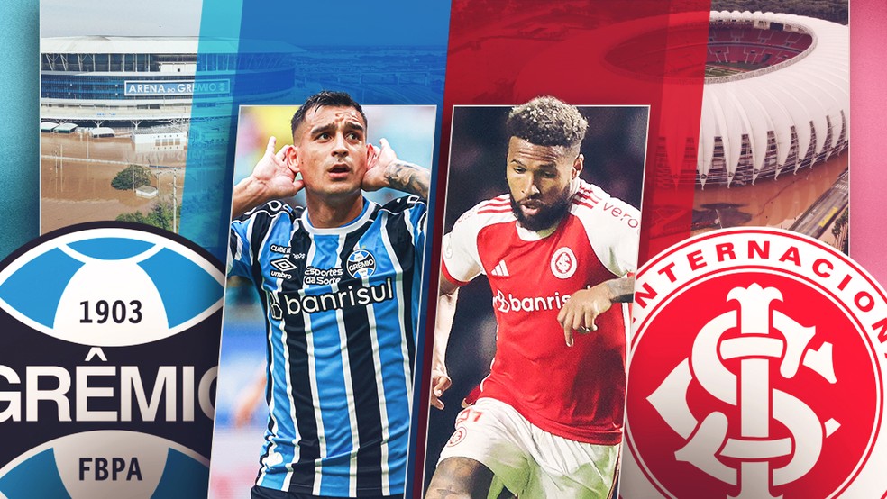 Grêmio e Inter enfrentam situação igual após enchentes, mas em momentos diferentes