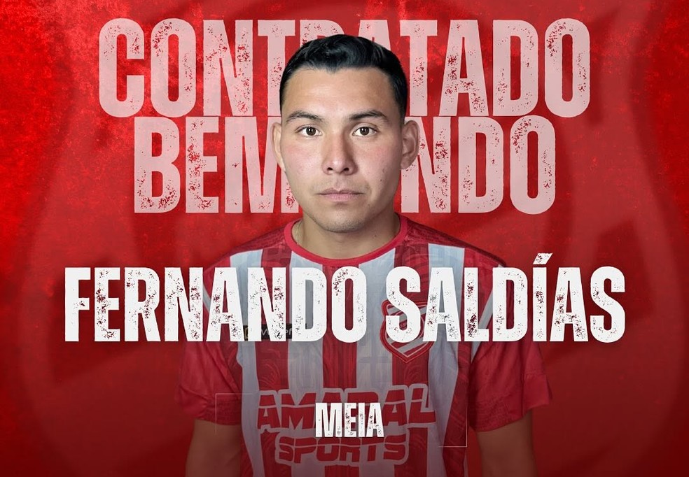 Fernando Saldías, meia, anunciado como reforço do Rio Branco-PR — Foto: Divulgação/Rio Branco-PR
