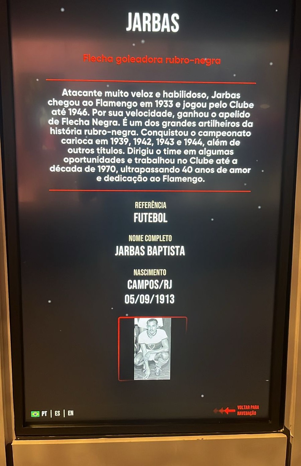 Historia Jarbasa jest eksponowana w Muzeum Flamengo — Zdjęcie: Reprodukcja