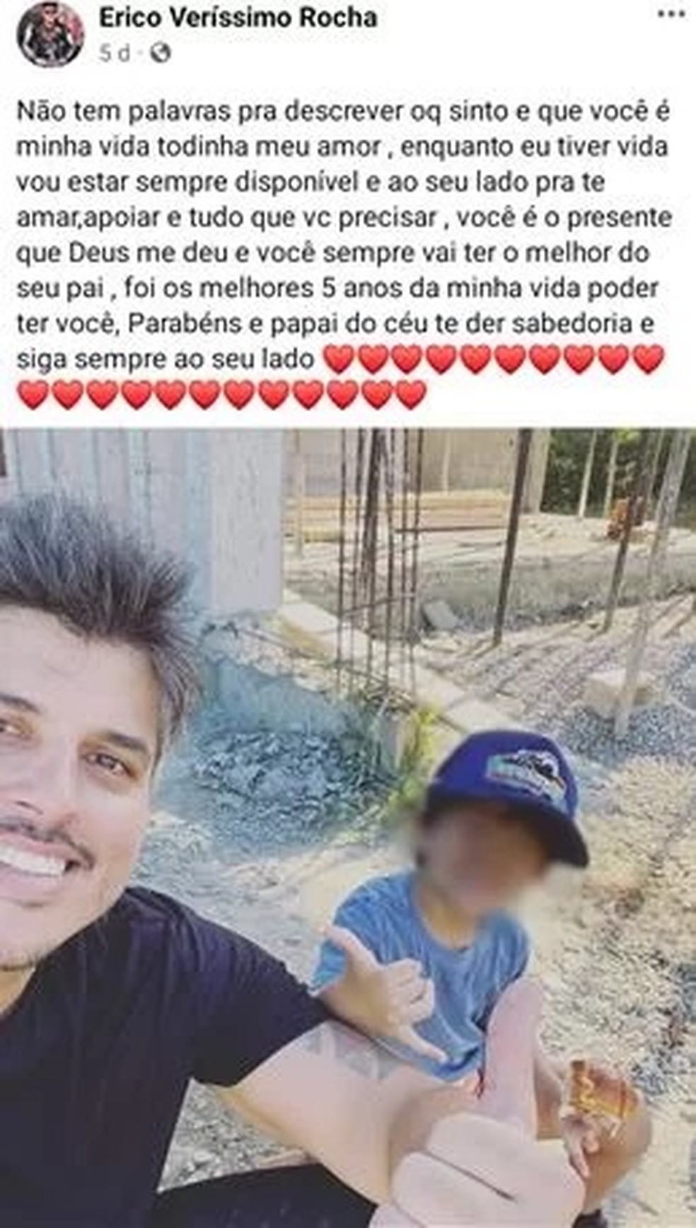 Érico Veríssimo deixa um filho de cinco anos de idade — Foto: reprodução/Facebook