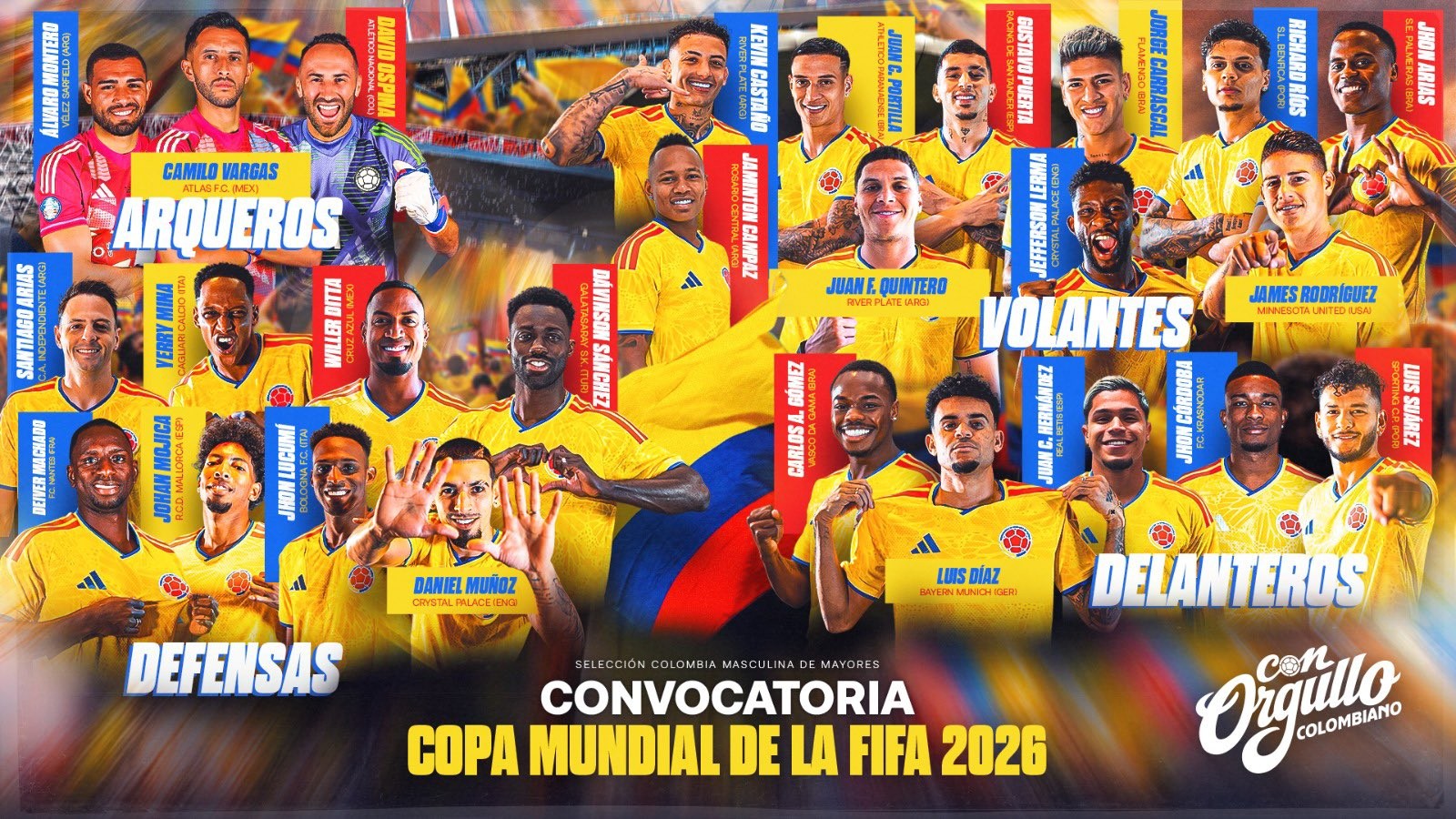 Convocados da Colômbia para a Copa do Mundo 2026; veja a lista