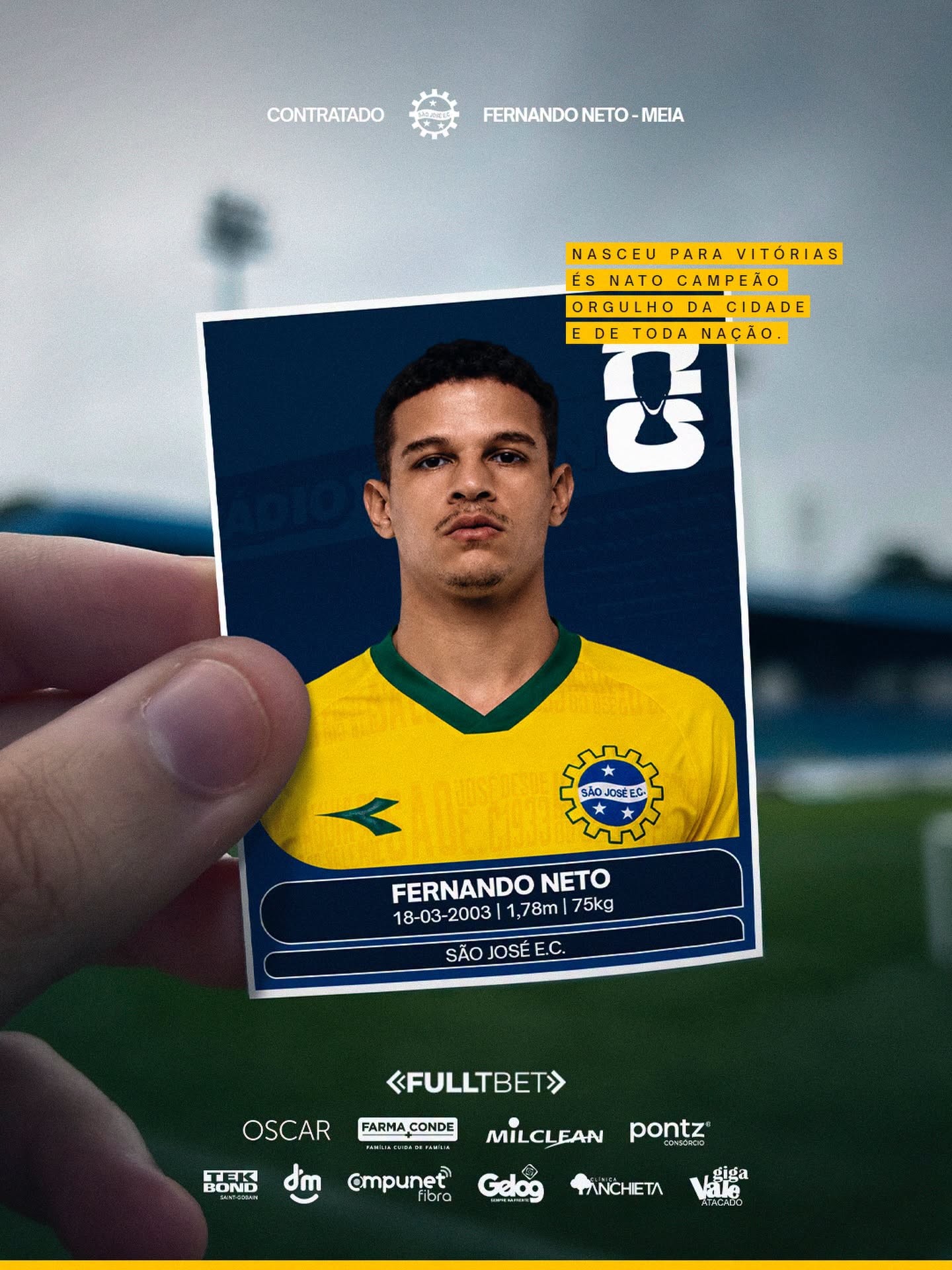 São José anuncia contratação do meia Fernando Neto, ex-Grêmio São-Carlense
