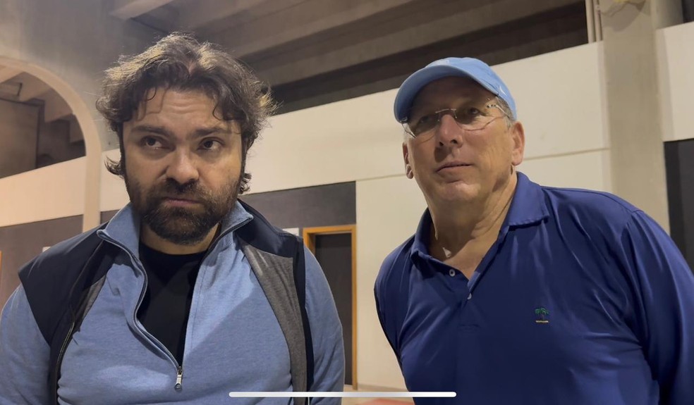 João Paulo Magalhães Lins e John Textor, presidente e dono da SAF do Botafogo, respectivamente — Foto: Bárbara Mendonça/ge