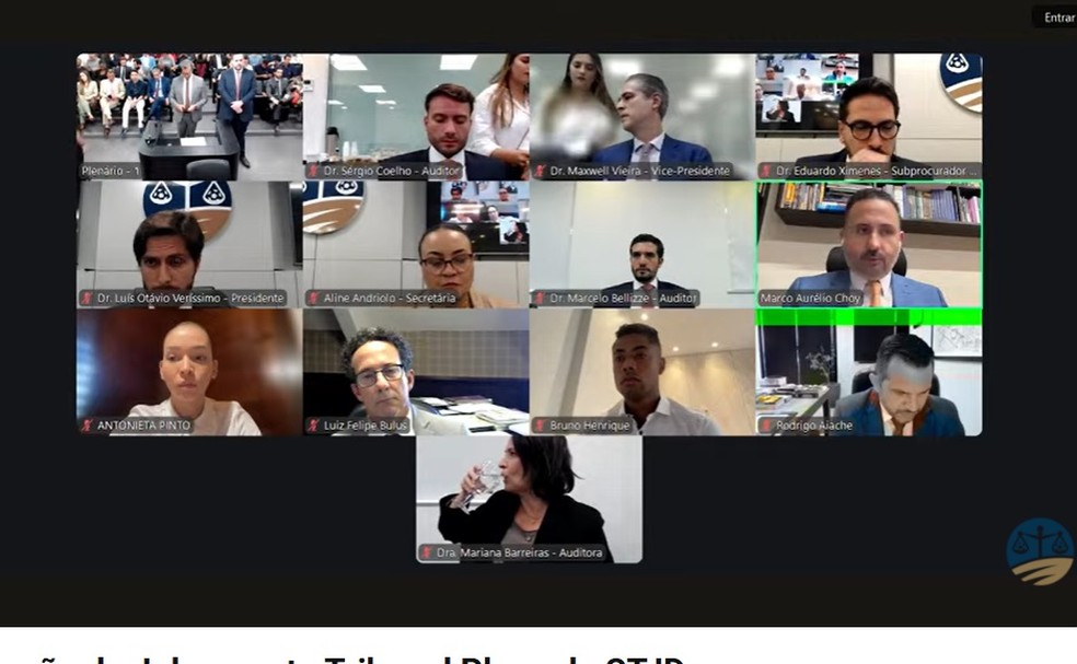 Frame julgamento do Bruno Henrique no STJD  Foto: Reproduo: YouTube