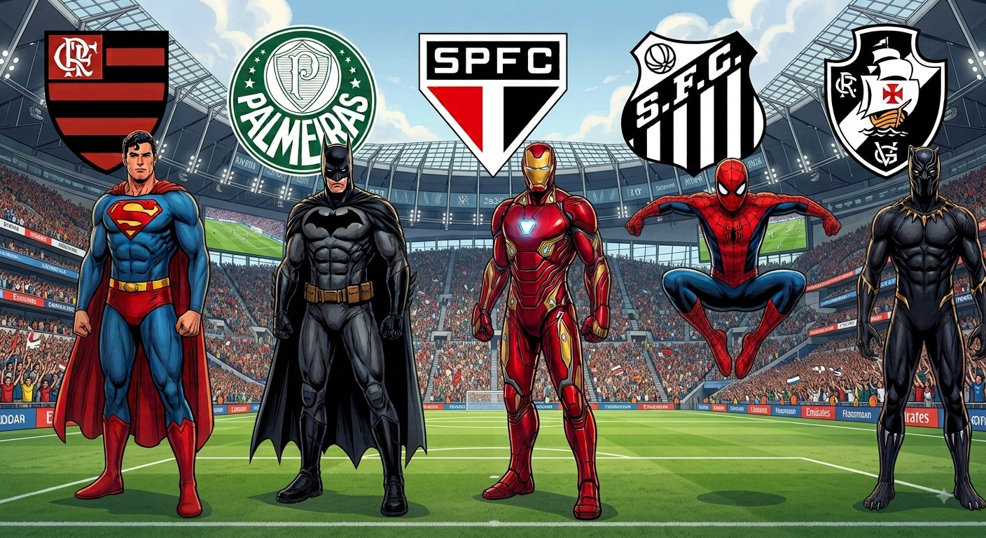 Times de futebol associados a super-heróis em análise da IA