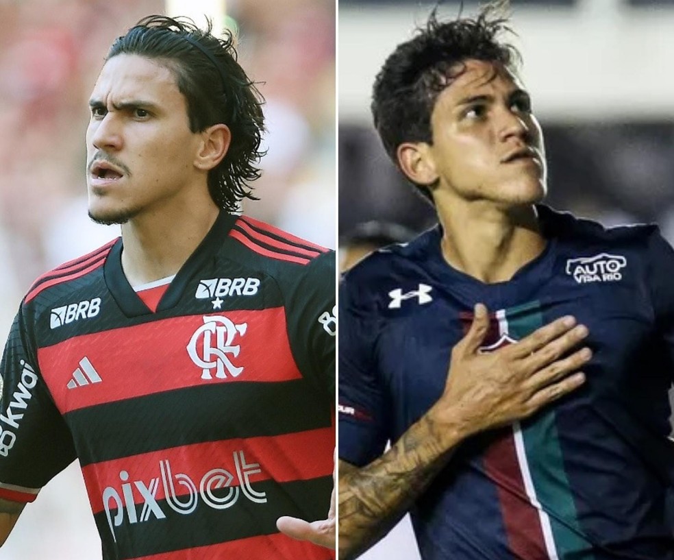 Pedro em ação por Flamengo e Fluminense — Foto: Alexandre Durão e Lucas Merçon