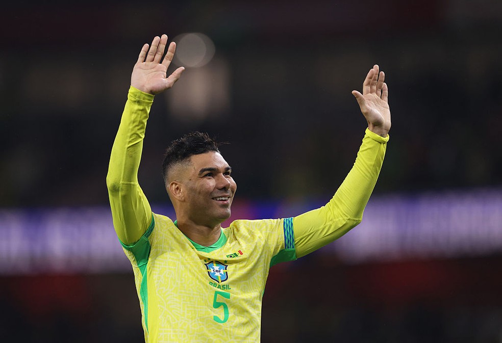Casemiro comemora vitória do Brasil sobre Senegal em amistoso em Londres — Foto: Getty Images