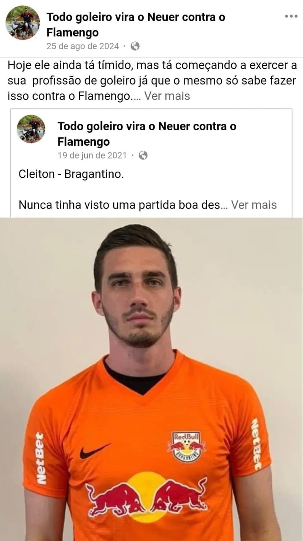 Perfil aponta goleiros que "viraram Neuer" contra o Flamengo desde 2021 — Foto: Reprodução / Facebook