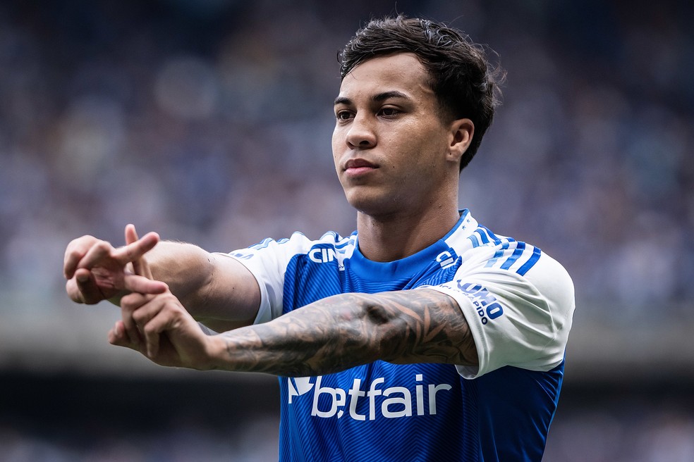 Kaio Jorge comemora gol do Cruzeiro contra o Vitória, pelo Brasileirão — Foto: Gustavo Aleixo/Cruzeiro