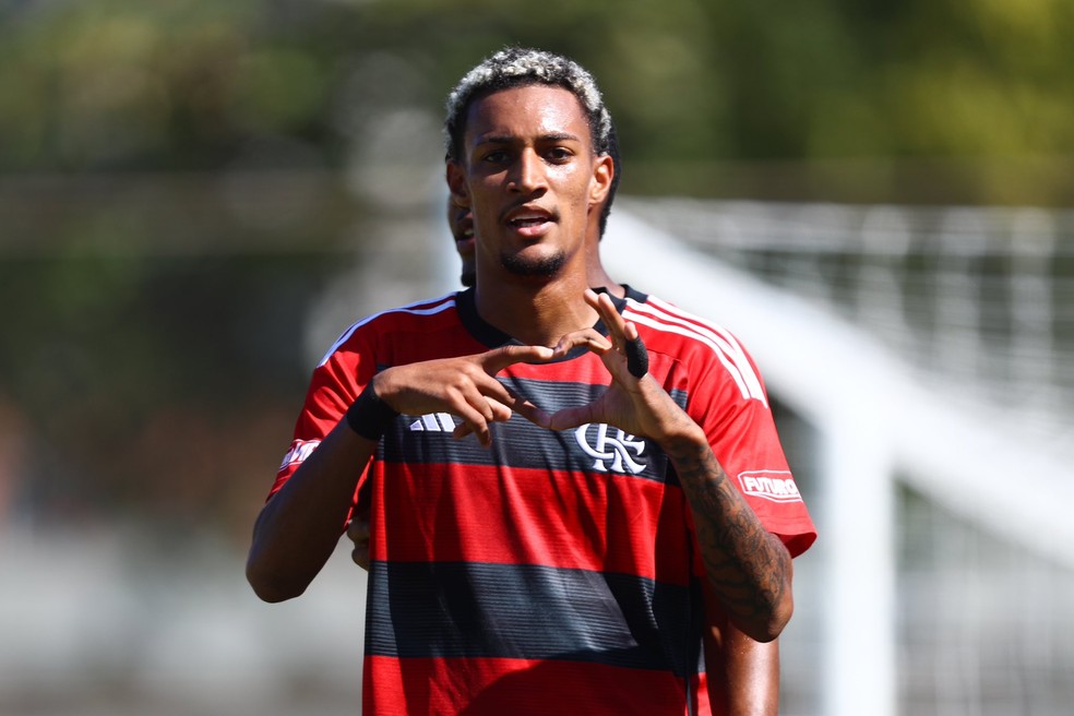Pedro comemora um dos tr&ecirc;s da goleada do Flamengo por 6 a 1 sobre o Botafogo &mdash; Foto: Gilvan de Souza/Flamengo