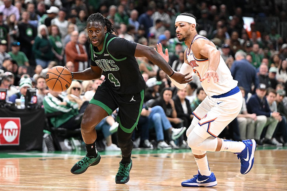 Boston Celtics venceu o New York Knicks nesta quarta-feira — Foto: Brian Fluharty/Getty Images