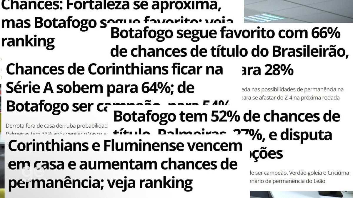 Botafogo assume favoritismo com 76% de chances de título no Brasileirão, Palmeiras com 23%