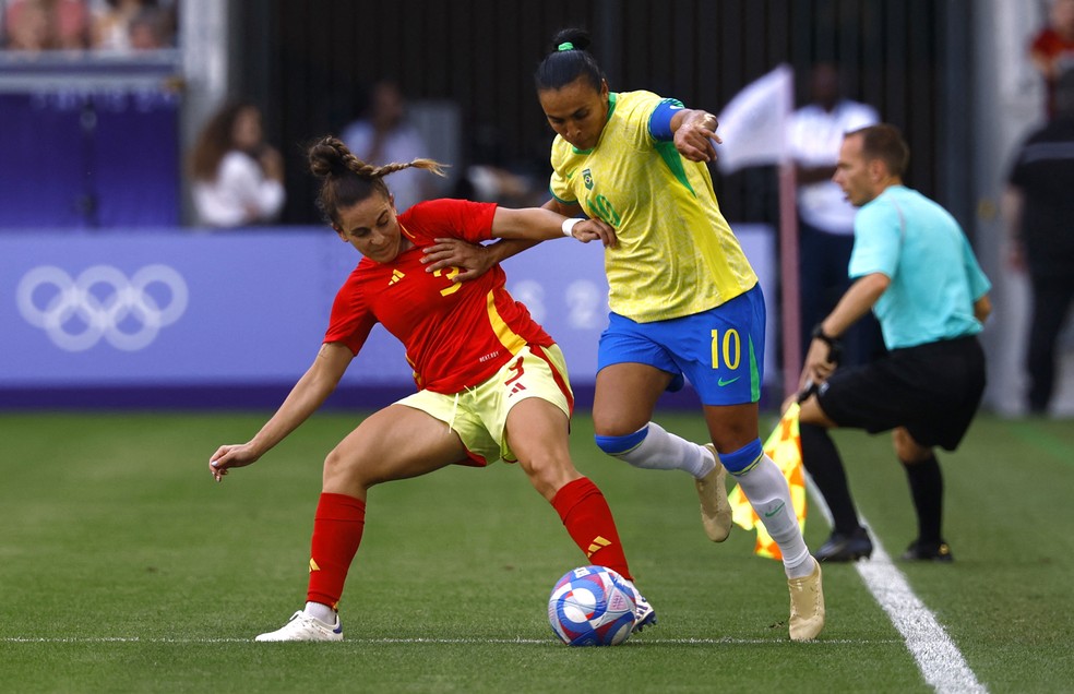 Brasil x Espanha no futebol feminino das Olimpíadas de Paris 2024 — Foto: REUTERS/Susana Vera