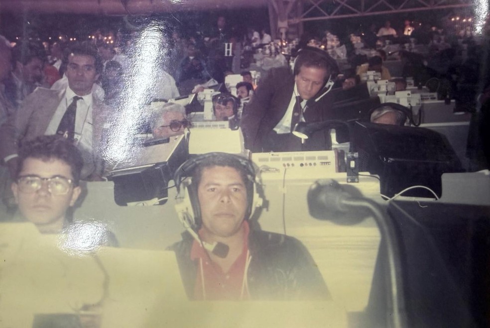 Cristiano Prado na cobertura da Copa de 1990