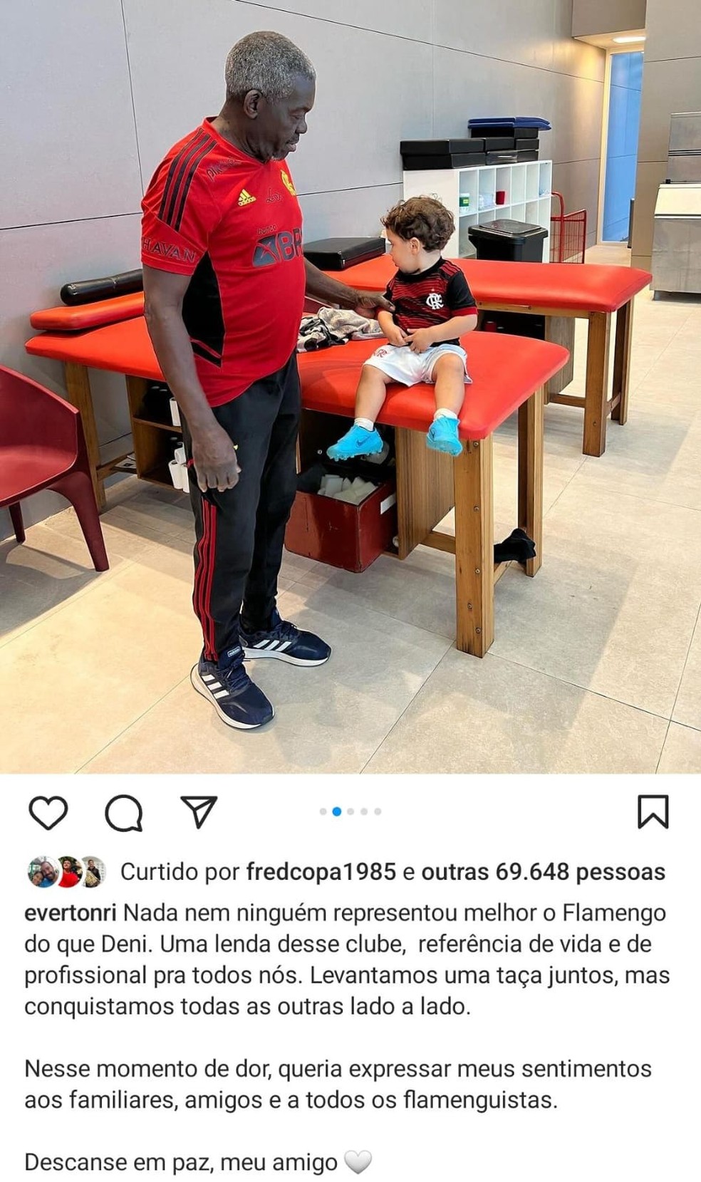 Homenagem de Everton Ribeiro a Denir — Foto: Reprodução / Instagram