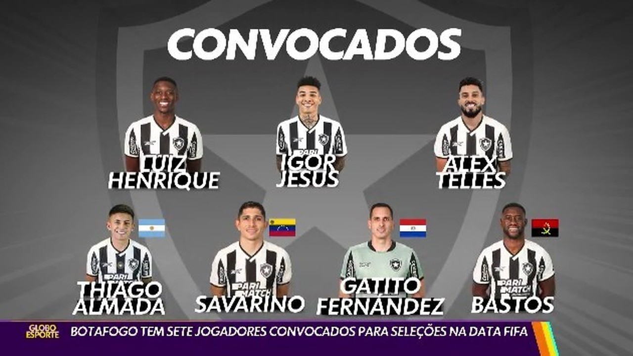 Em alta na temporada, Botafogo tem sete jogadores convocados para a seleções na Data Fifa