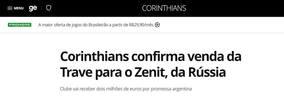 Montagem em matéria do ge para brincar com atuação da trave na Copa Sul-Americana — Foto: Reprodução