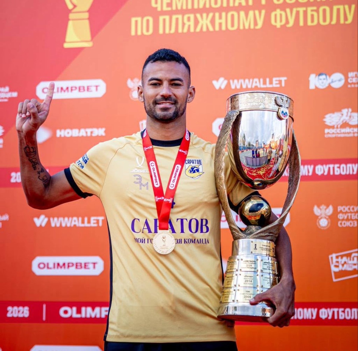 Jogador potiguar conquista título do Campeonato Russo de futebol de areia