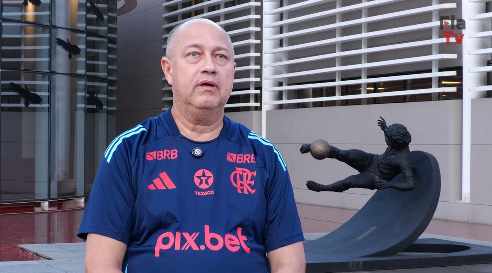 Fábio Marcelo, fisioterapeuta do Flamengo — Foto: Reprodução / FlaTV