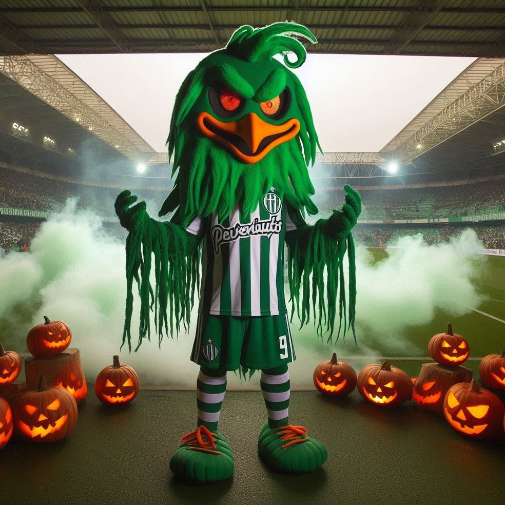Mascote do Juventude para o halloween criado através de inteligência artificial — Foto: Reprodução/IA